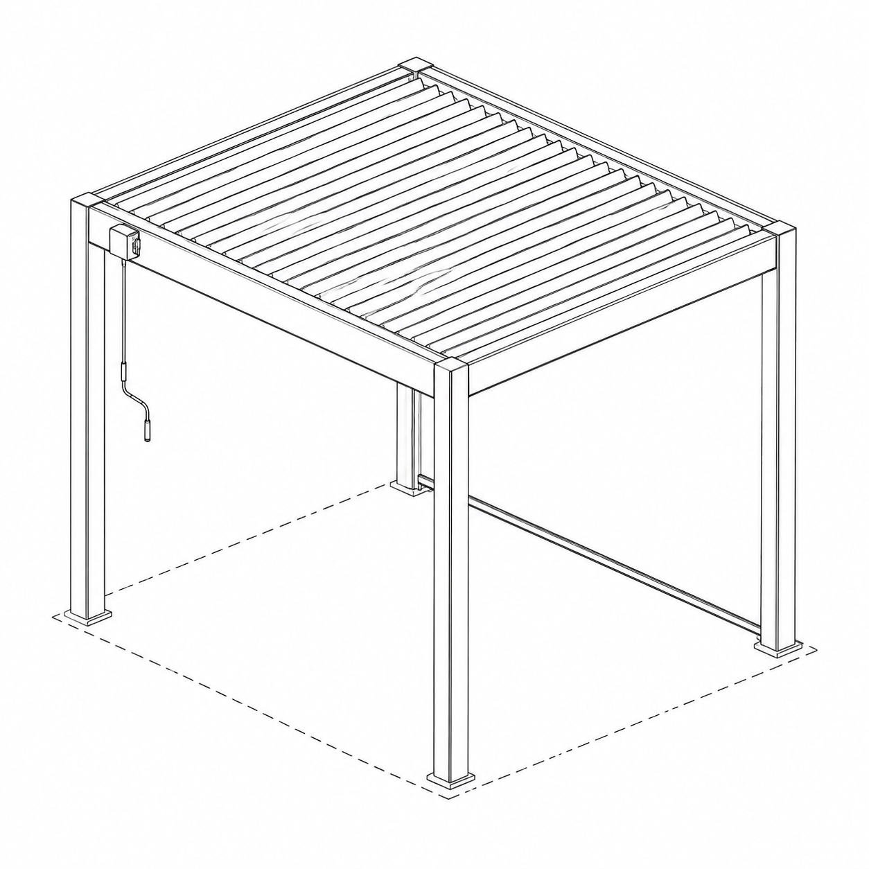 Structural diagram of the custom aluminum pergola system