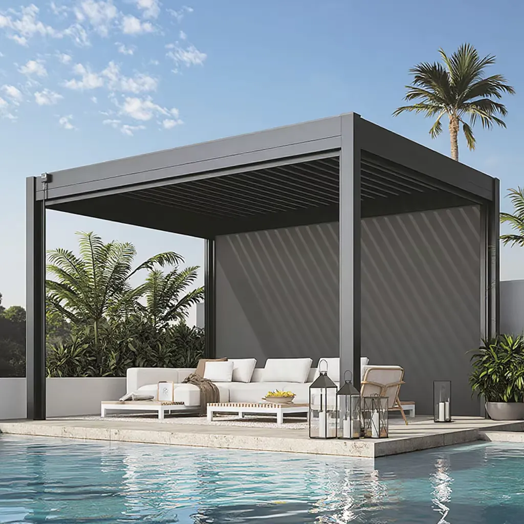 aluminum pergola for hotel and resort pool terraces