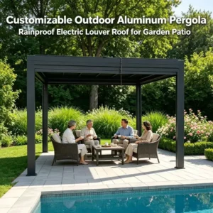 Customizable Intelligent Rainproof Adjustable Electric Louver Aluminum Pergola Bioclimatic Outdoor Patio Aluminum Gazebo