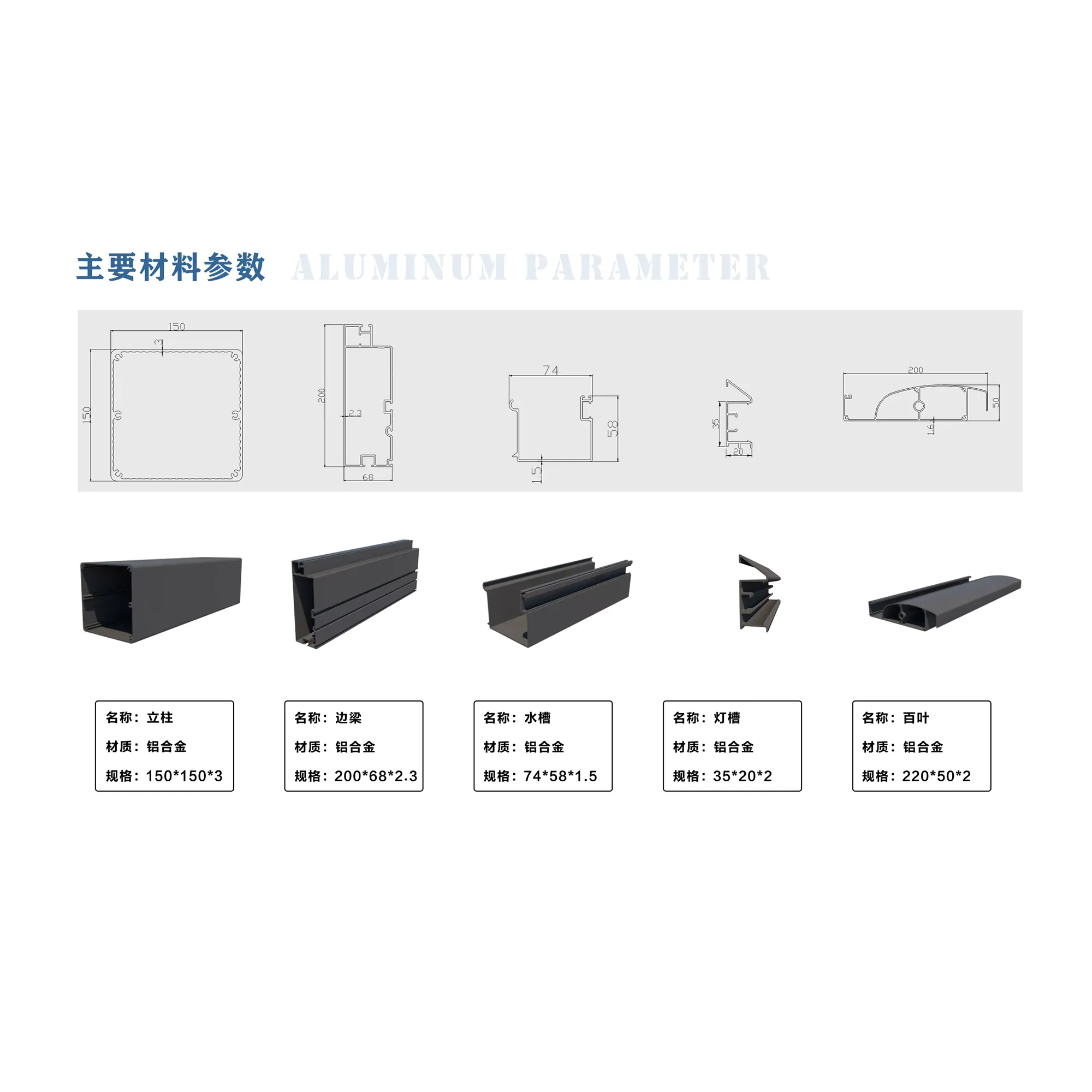 Durable 6063 aluminum structure profile