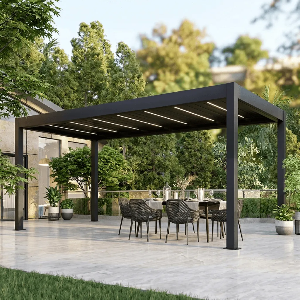 commercial aluminum pergola for restaurant patio dining